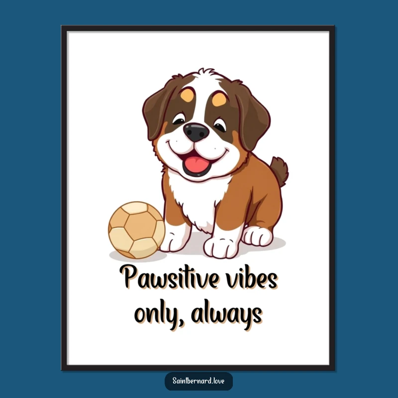Free Printable Saint Bernard Wall Art: Happy Nudger Dog Decor, Funny Downloadable Art
