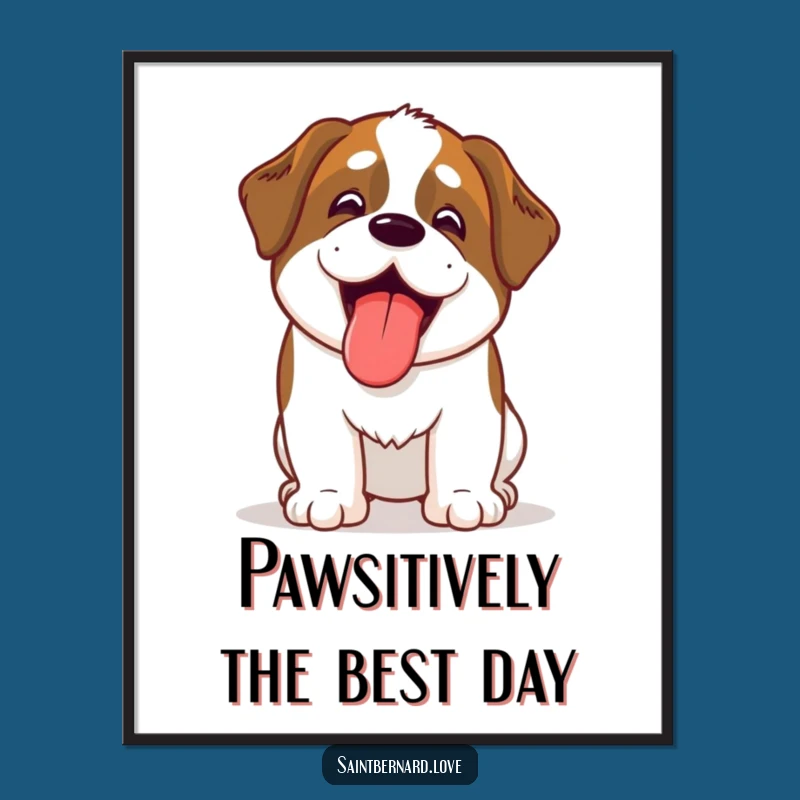 Free Printable Funny Saint Bernard Art - Excited Doggy Downloadable Gift for Walls
