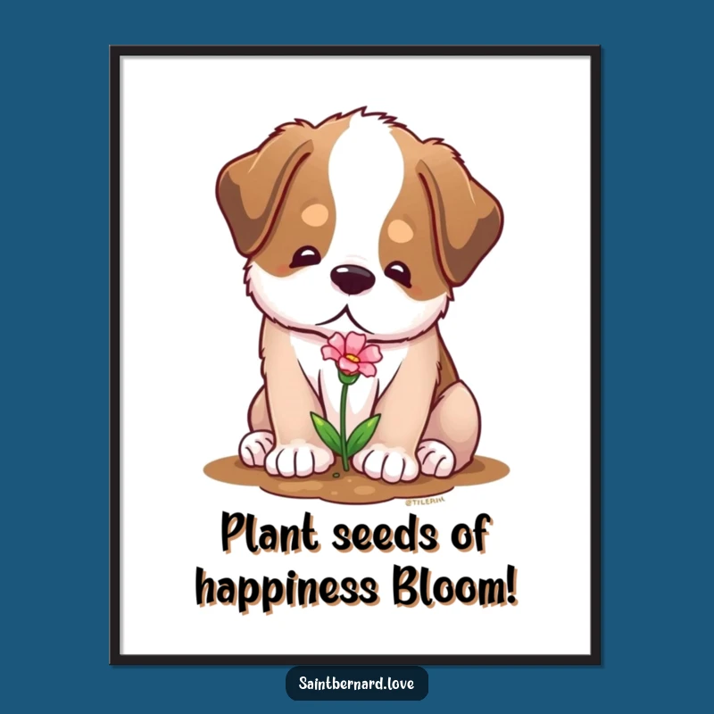 Funny Free Printable Wall Art: Tender Saint Bernard Garden Art, Downloadable Decor