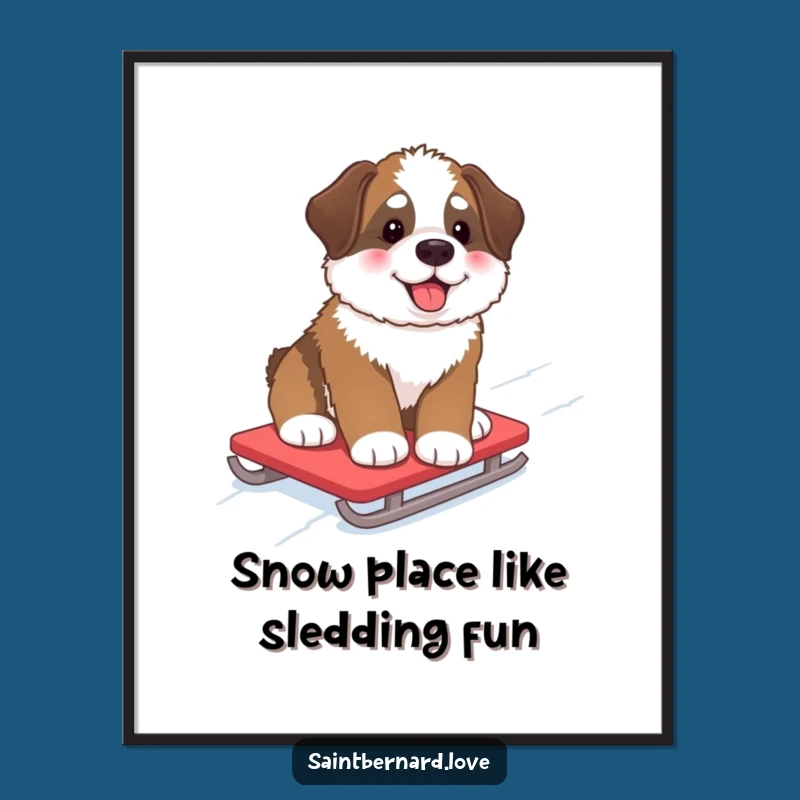 Funny Free Printable Wall Art: Snowy Saint Bernard Pup, Downloadable Decor
