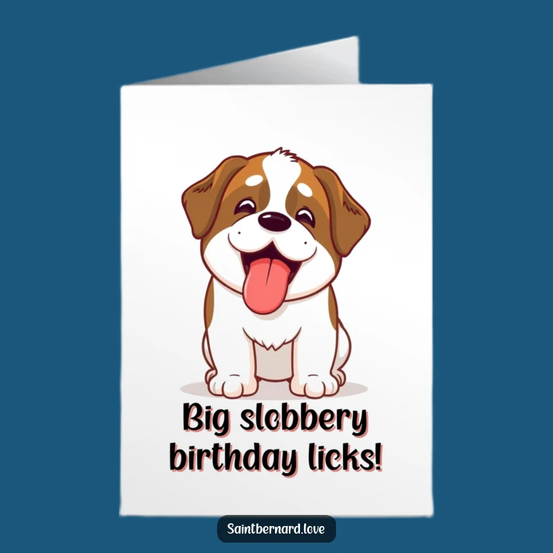 Free Printable Funny Saint Bernard Birthday Card - Excited Doggy Downloadable Gift