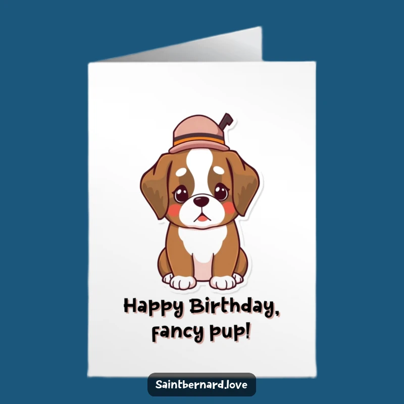 Free Printable Birthday Card: Dapper Saint Bernard - Funny Hat Gift