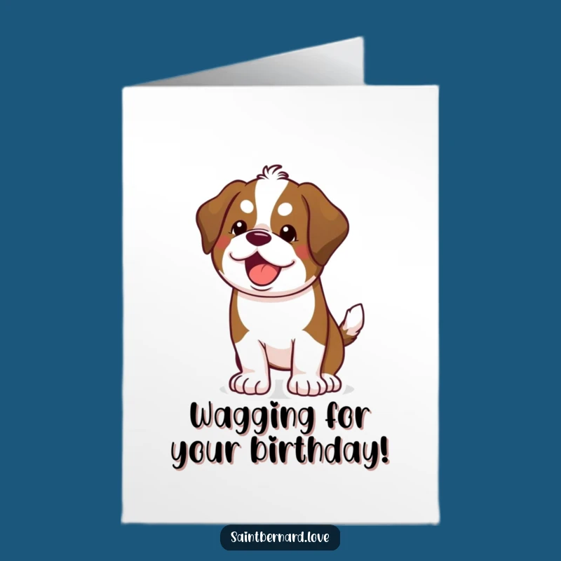 Free Printable Birthday Card: Funny Kawaii Saint Bernard, Joyful DIY Downloadable Gift