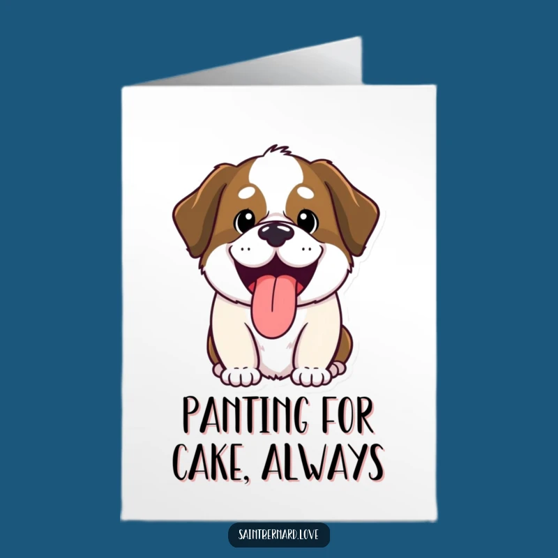 Free Printable Birthday Card: Funny Kawaii Saint Bernard Tongue Out - Quick Download Gift!