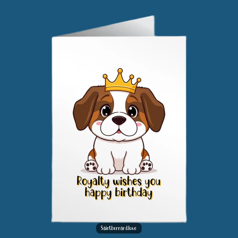 Free Printable Birthday Card: Funny Saint Bernard Crown Dog, Royal Pet Downloadable Gift