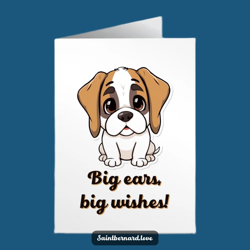 Free Printable Birthday Card: Kawaii St Bernard Curious Funny Downloadable Greeting Gift