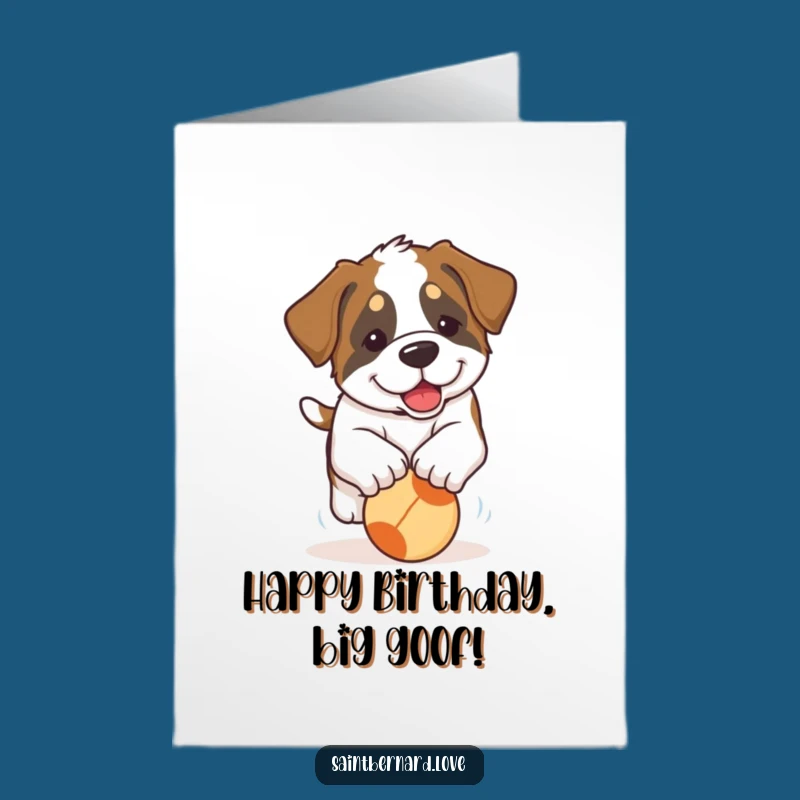 Free Printable Birthday Card: Playful Saint Bernard Puppy - Funny Downloadable Gift