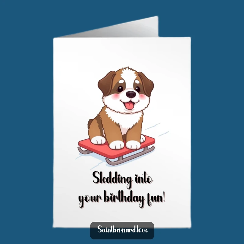 Free Printable Birthday Card: Snowy Saint Bernard Pup, Funny Downloadable Gift