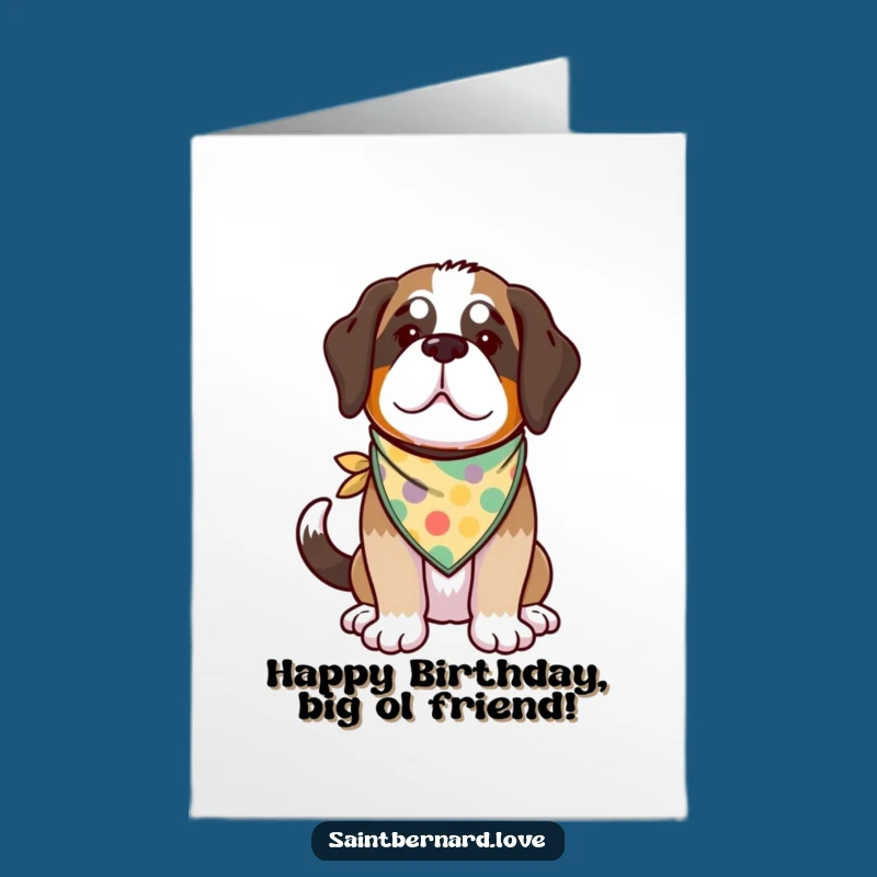 Funny Free Printable Birthday Card: Kawaii St. Bernard Wagging, Downloadable Gift