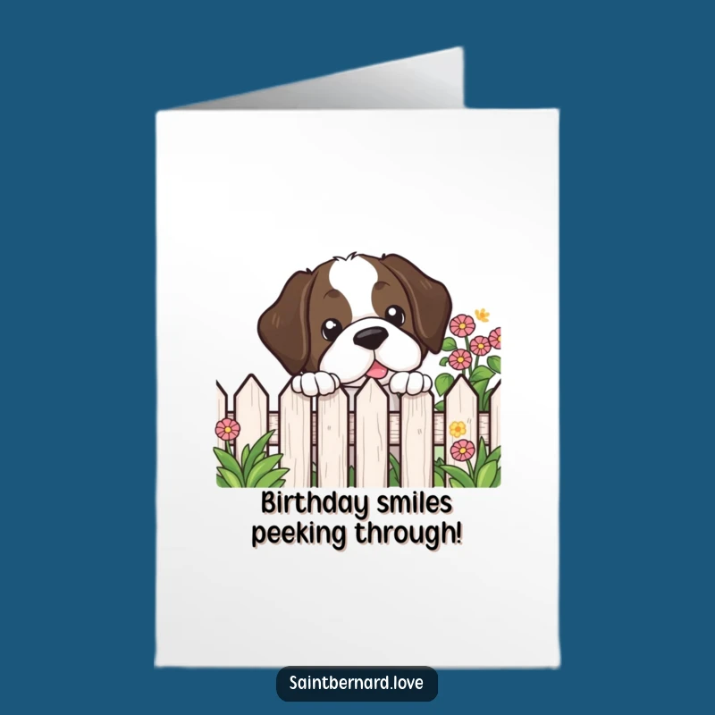 Funny Free Printable Birthday Card: St. Bernard Peeking, Downloadable Gift