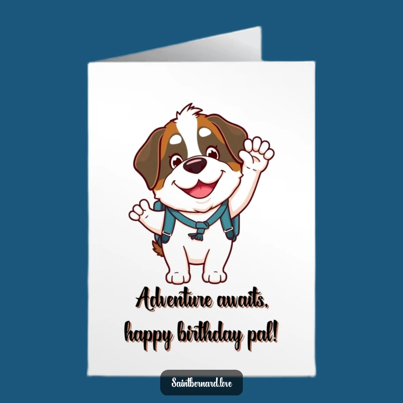 Goofy Saint Bernard Free Printable Birthday Card - Travel Dog Downloadable Gift