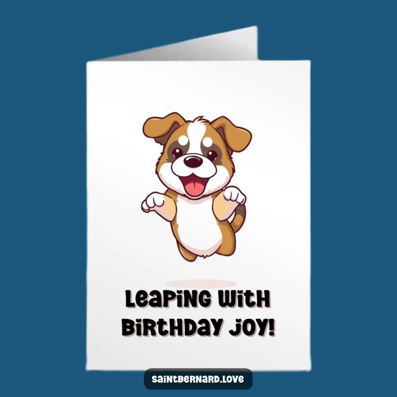 Funny Free Printable Birthday Card: St. Bernard Jumping, Downloadable Gift
