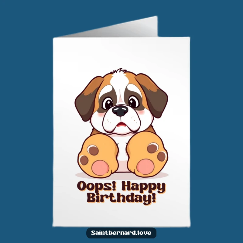 Free Printable Birthday Card: Clumsy Saint Bernard - Funny Downloadable Gift