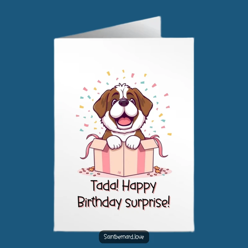 Free Printable Birthday Card: Bursting Saint Bernard, Hilarious Surprise Party Digital Gift