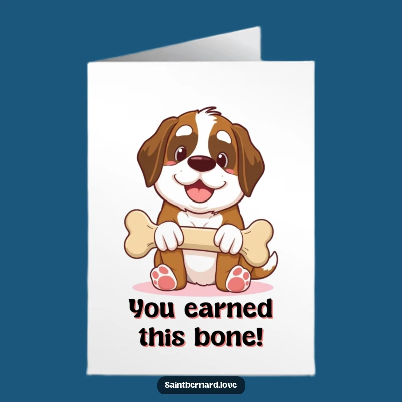 Free Printable Congrats Card: Happy Kawaii Saint Bernard Bone - Generous Download!