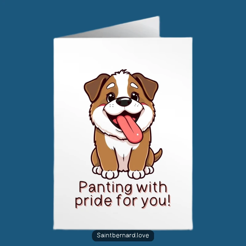 Free Printable Congrats Card: Happy Kawaii Saint Bernard - Downloadable Gift