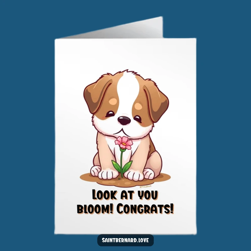 Free Printable Congrats Card: Saint Bernard Grows Success, Downloadable Celebration Art