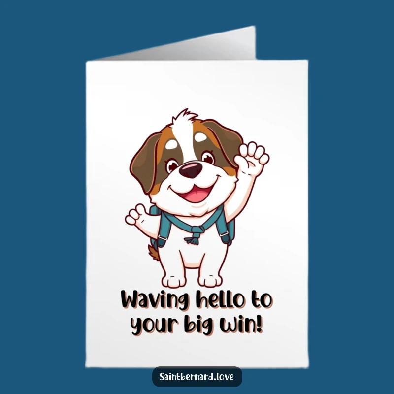 Waving Saint Bernard Free Printable Congrats Card - Happy Dog Downloadable Gift