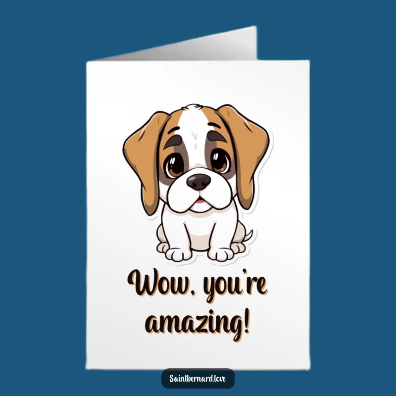 Free Printable Congrats Card: Kawaii St Bernard Curious Funny Downloadable Gift