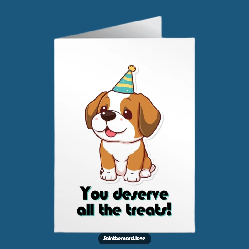 Free Printable Congrats Card: Funny Kawaii Saint Bernard Party Hat, Joyful DIY Gift