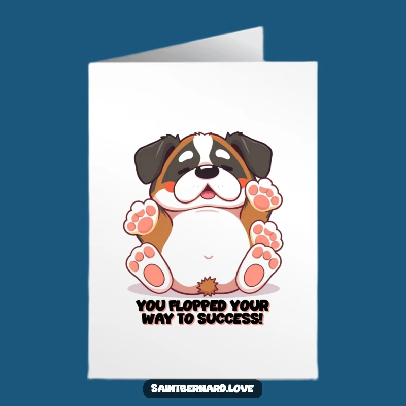 Free Printable Congrats Card: Kawaii Saint Bernard's Joyful Roll, Funny Downloadable Gift!