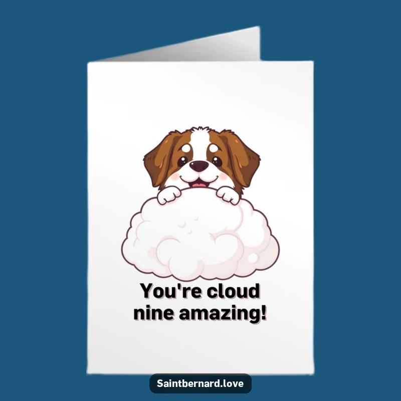 Free Printable Congrats Card: Saint Bernard Cloud Smile for Your Wonderful Achievement