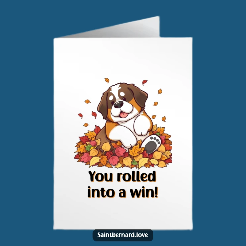 Free Printable Saint Bernard Congrats Card: Leafy Bliss Funny Downloadable Greeting