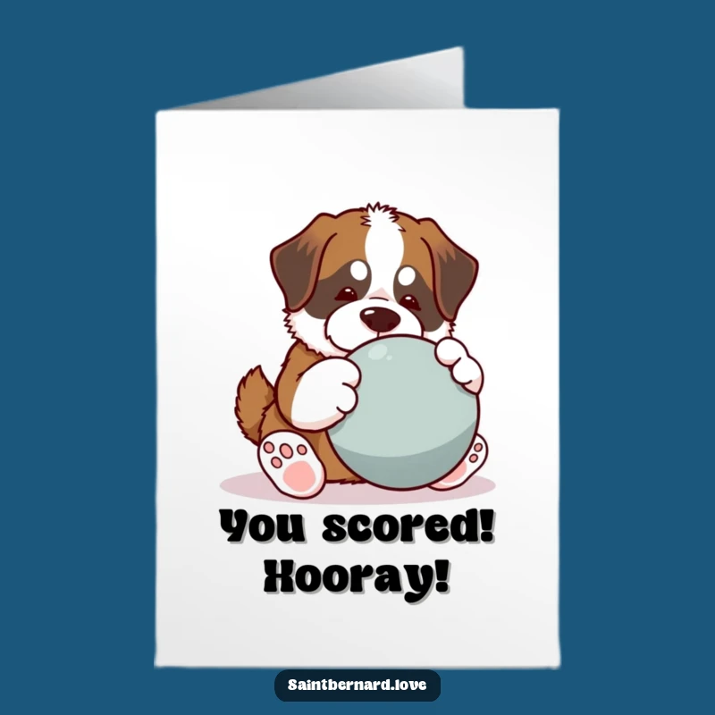 Free Printable Congrats Card: Big Play Kawaii Saint Bernard - DIY Fun Download!