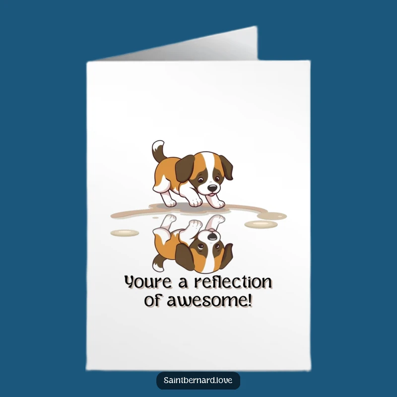 Free Printable Congrats Card: Playful Saint Bernard, Puddle Chase, Downloadable Cheers