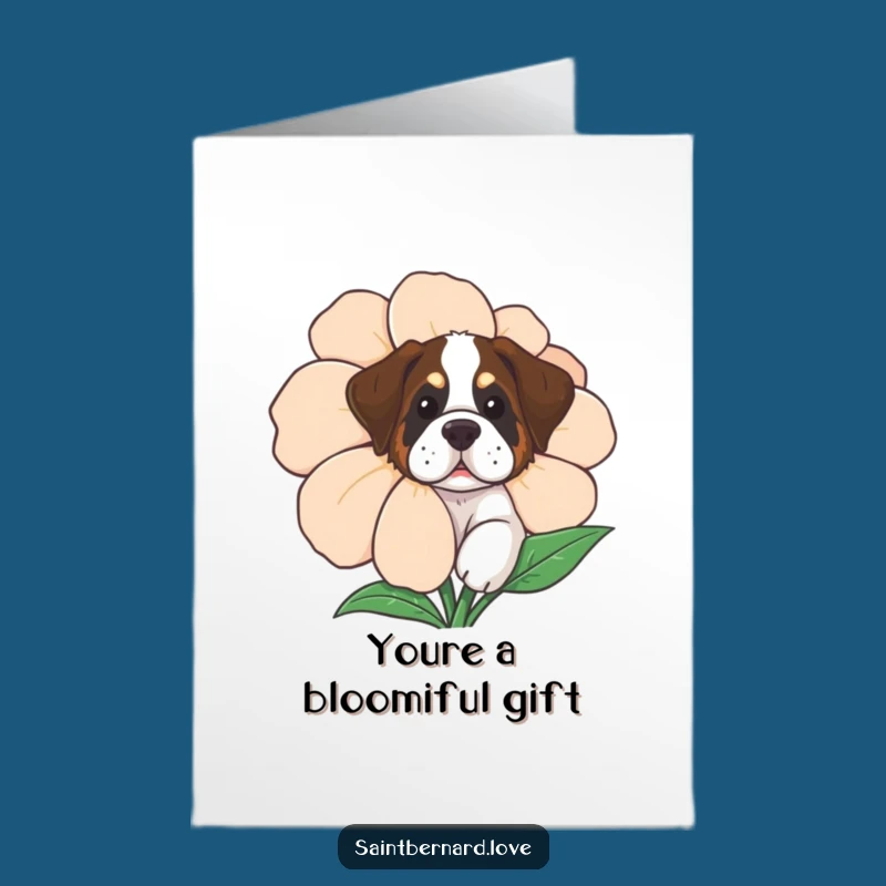 Free Printable Funny Saint Bernard Flower Thanks Card: Peek Downloadable