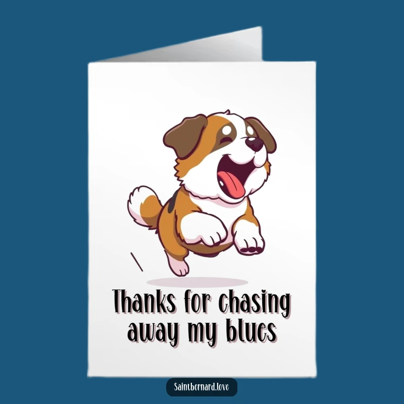 Free Printable Saint Bernard Thank You Card: Tail Chase Humor Funny Downloadable Note