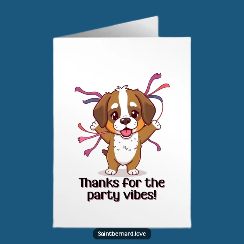 Free Printable Thank You Card: Dancing Saint Bernard Streamers Funny Downloadable Gift