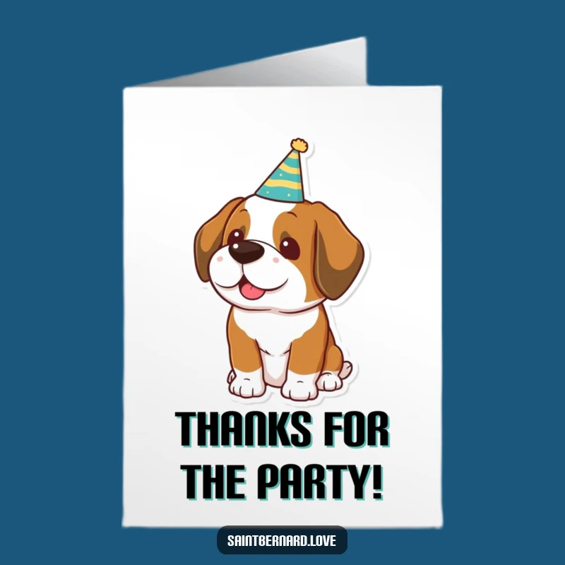 Free Printable Thank You Card: Funny Kawaii Saint Bernard Party Hat, Cute DIY Gift