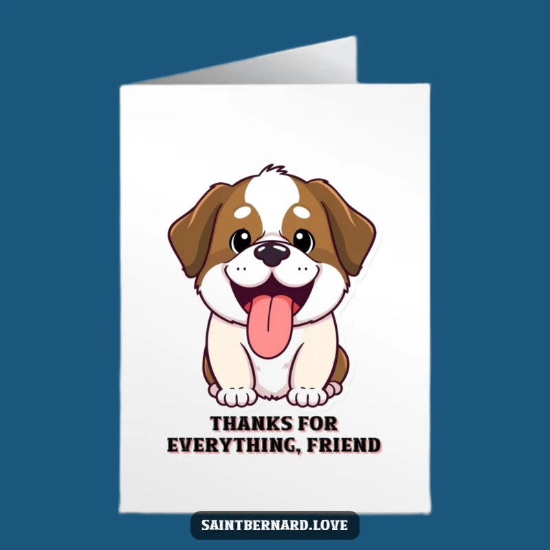 Free Printable Thank You Card: Grateful Kawaii Saint Bernard Tongue Out - Print Today!