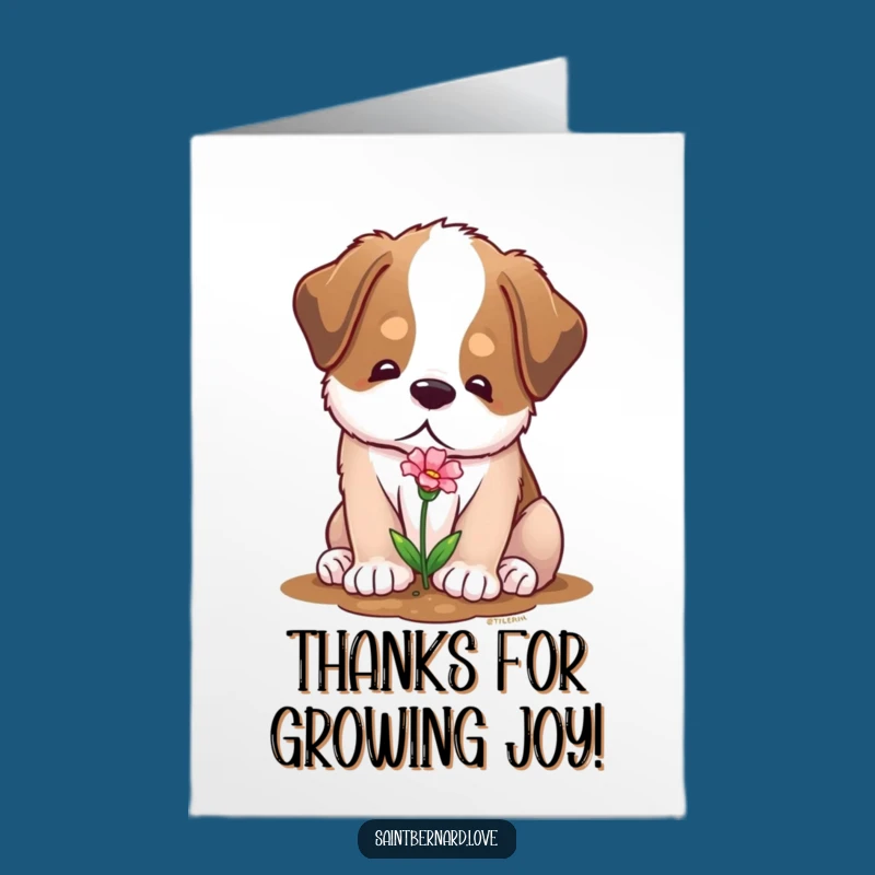 Free Printable Thank You Card: Saint Bernard's Tiny Bloom, Appreciative Digital Art