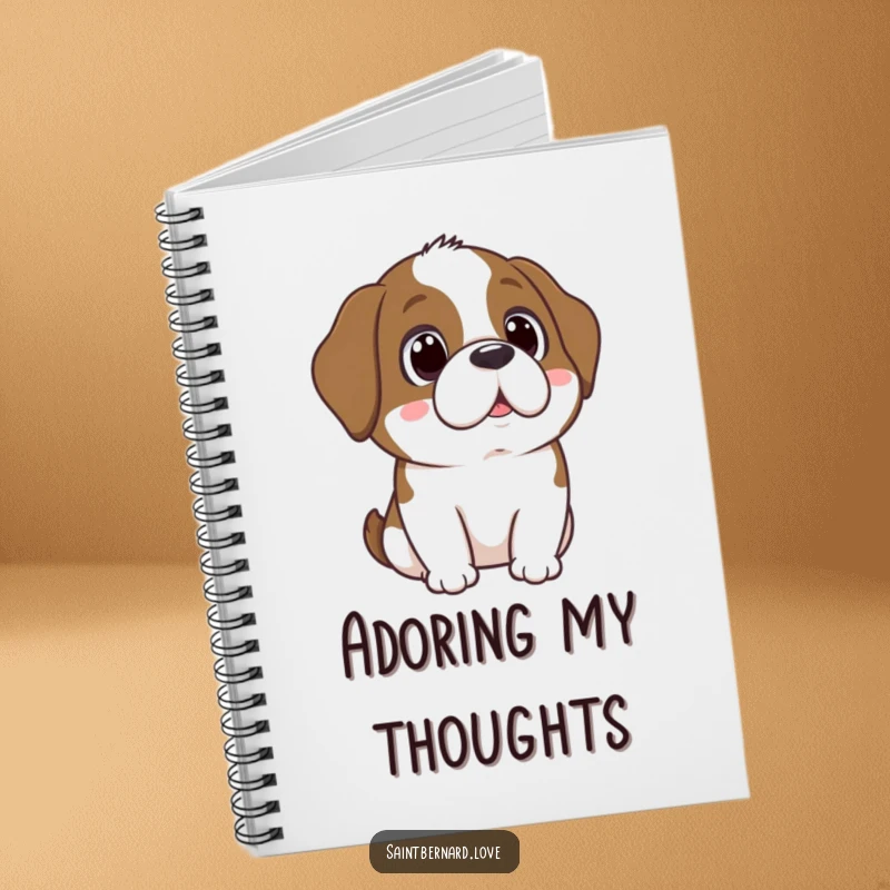 Funny Kawaii Saint Bernard Notebook: A dog with wide, adoring eyes, ideal for journaling thoughts of love.