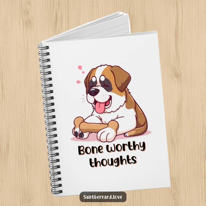 Funny Saint Bernard Notebook: Lined notebook featuring a contented Saint Bernard lounging with a bone, a humorous and calming writing tool.