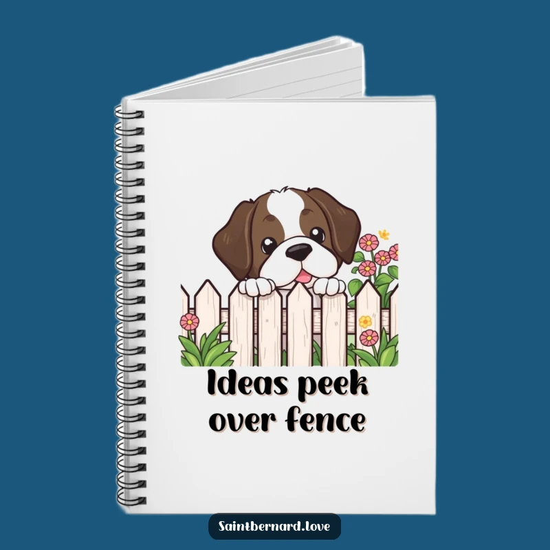 Funny Kawaii Saint Bernard Notebook - Jot Down Secrets with Garden Peek
