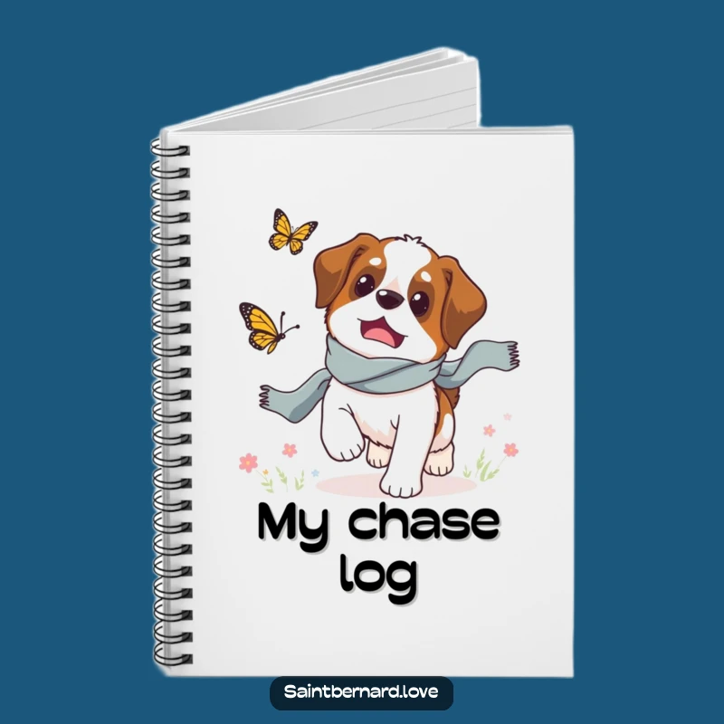 Funny Saint Bernard Butterfly Chase Notebook: Jot Down Adventures with Canine Charm
