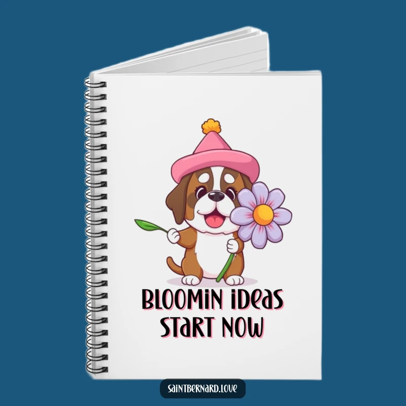 Funny Saint Bernard Flower Notebook: Jot Down Ideas with a Big Dog's Smile