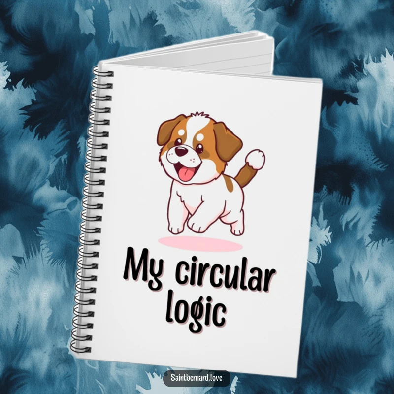 Funny Saint Bernard Puppy Notebook: Adorable puppy chasing tail in a circle, lined pages for writing, perfect for jotting down playful ideas.