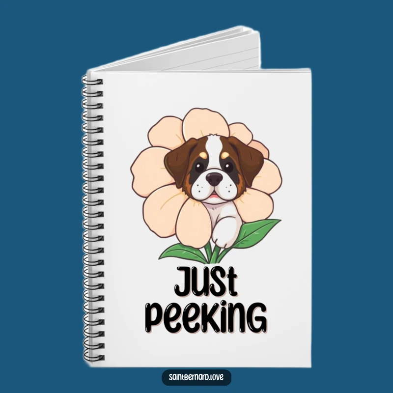 Funny Curious Saint Bernard Notebook - Dog Peek Journal, Ideal Funny Gift