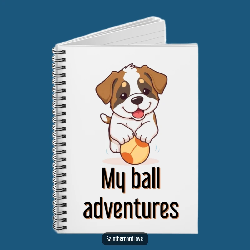 Funny Saint Bernard Puppy Notebook: Journal with a Floppy-Eared Pup Chasing a Ball - For Dog Lovers!
