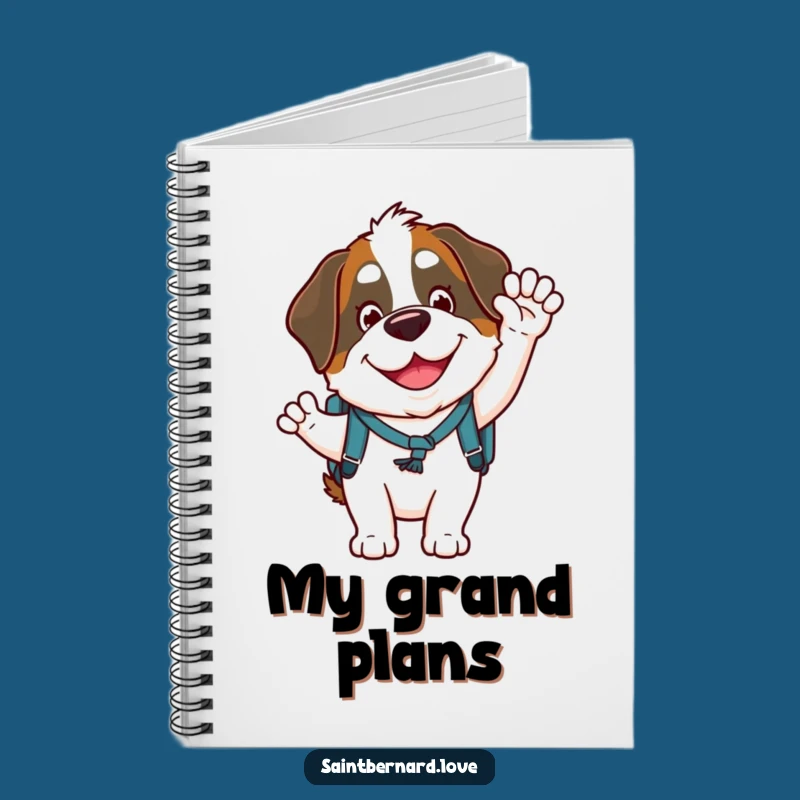 Funny Saint Bernard Notebook: Goofy Waving Dog with Backpack for Jotting Ideas