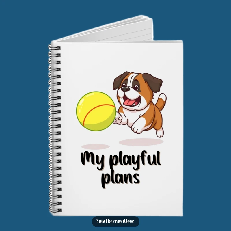 Funny Saint Bernard Tennis Ball Notebook - Jot Down Your Energetic Ideas!