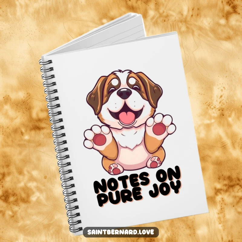Funny Saint Bernard Notebook: Lined notebook featuring a Saint Bernard with paws up in surrender, looking utterly delighted, a humorous writing tool.
