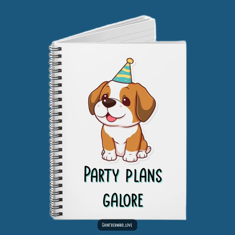 Funny Saint Bernard Party Hat Notebook - Journal Festive Dog Pages, Gift