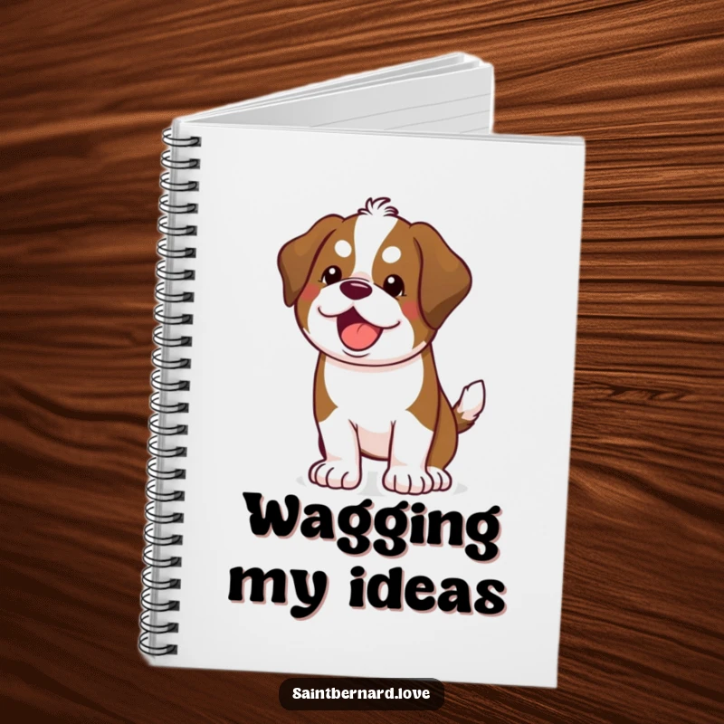 Funny Kawaii Saint Bernard Notebook: A happy dog wagging its tail, ideal for notes and daily thoughts.
