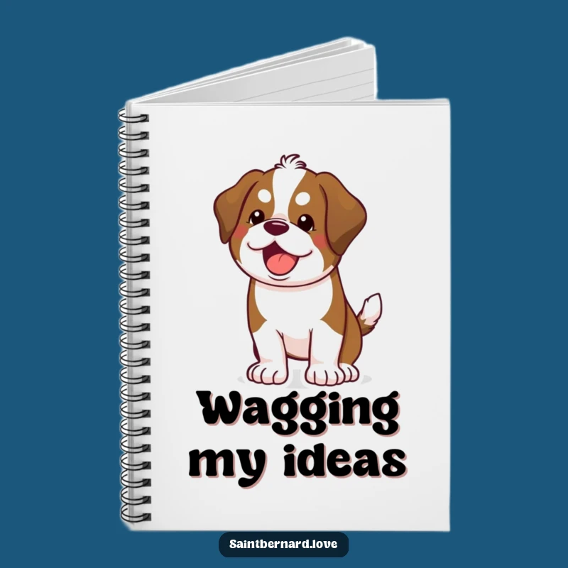 Funny Saint Bernard Wagging Notebook - Journal Happy Dog Pages, Gift
