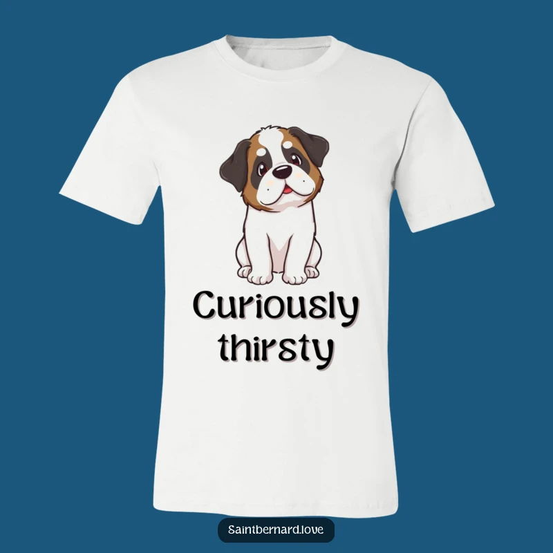Funny Kawaii Saint Bernard Curious T-Shirt: Pondering with Paws - Great Funny Gift